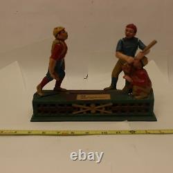 Vintage Cast Iron Baseball Figures Coin Bank Ibm Award