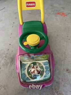 Vintage Playskool Barney The Dinosaur & Baby bop Ride/sit On Musical Car